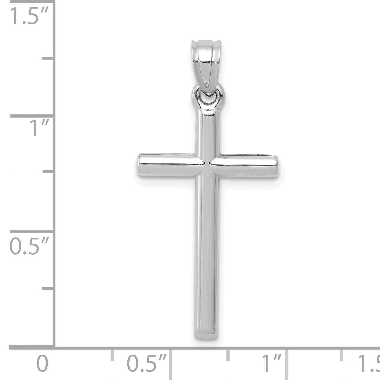 14K White Gold Polished Hollow Cross Pendant