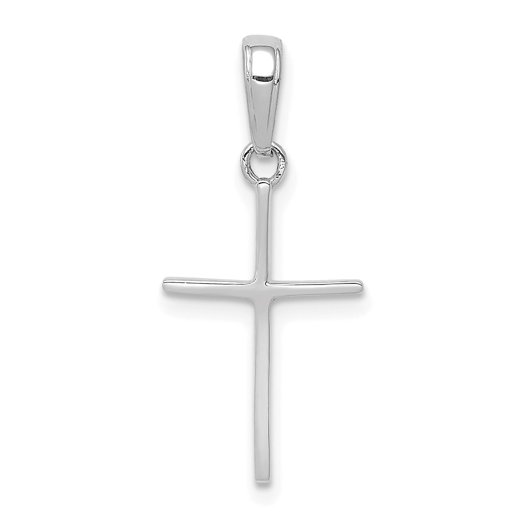 14K White Gold Polished Cross Pendant