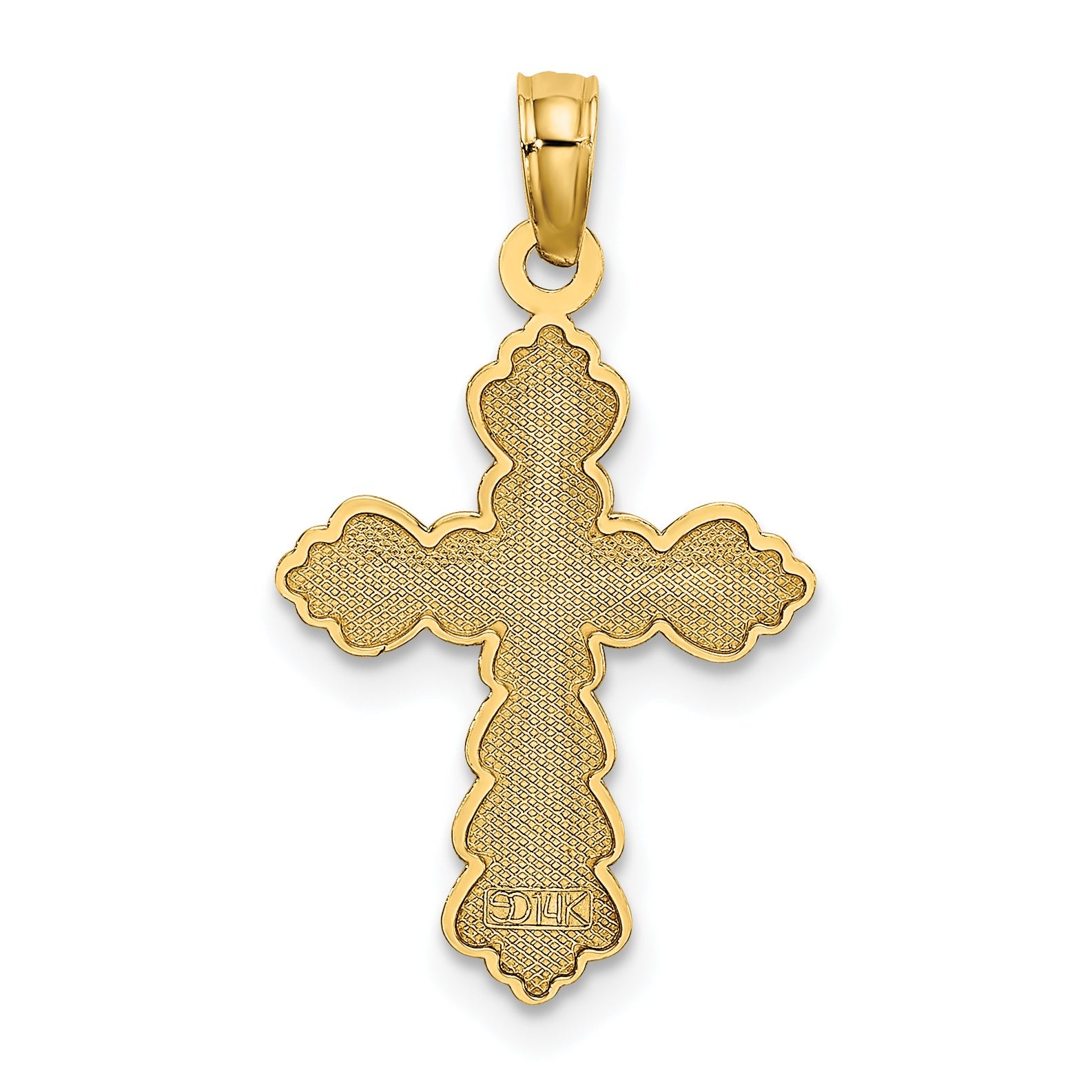 14K Yellow Gold Scalloped Cross Charm