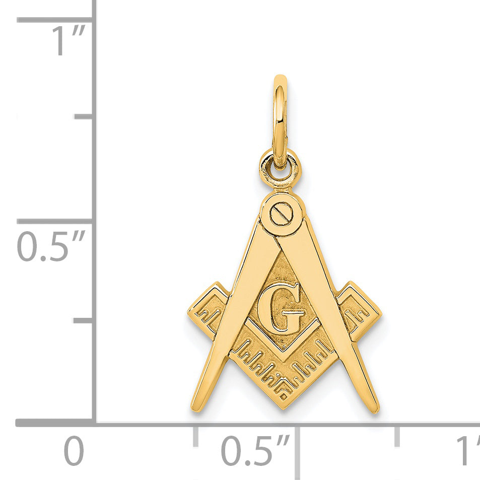 14K Yellow Gold Polished And Textured Masonic Symbol Charm
