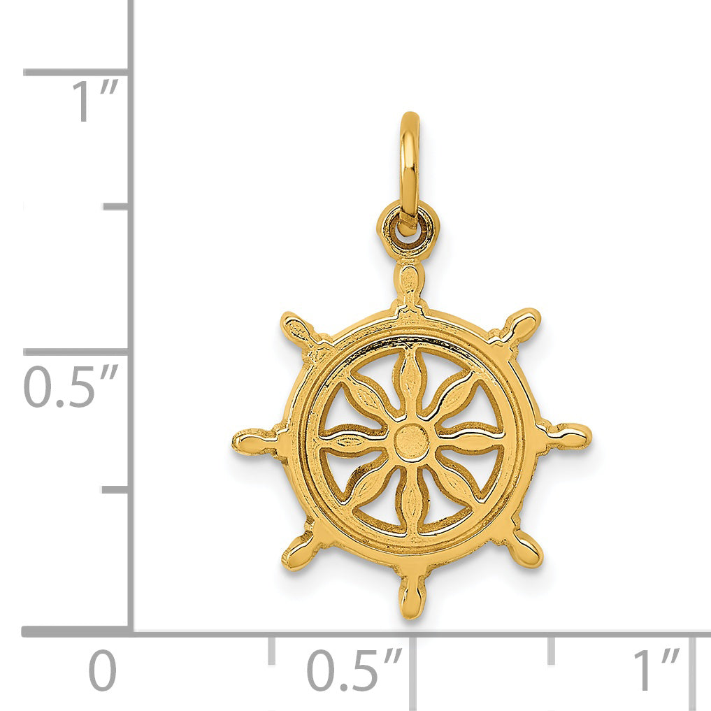 14K Yellow Gold Ships Wheel Charm