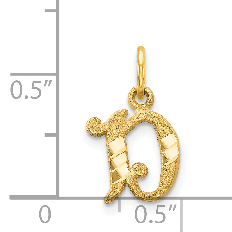 14K Yellow Gold Letter D Initial Charm