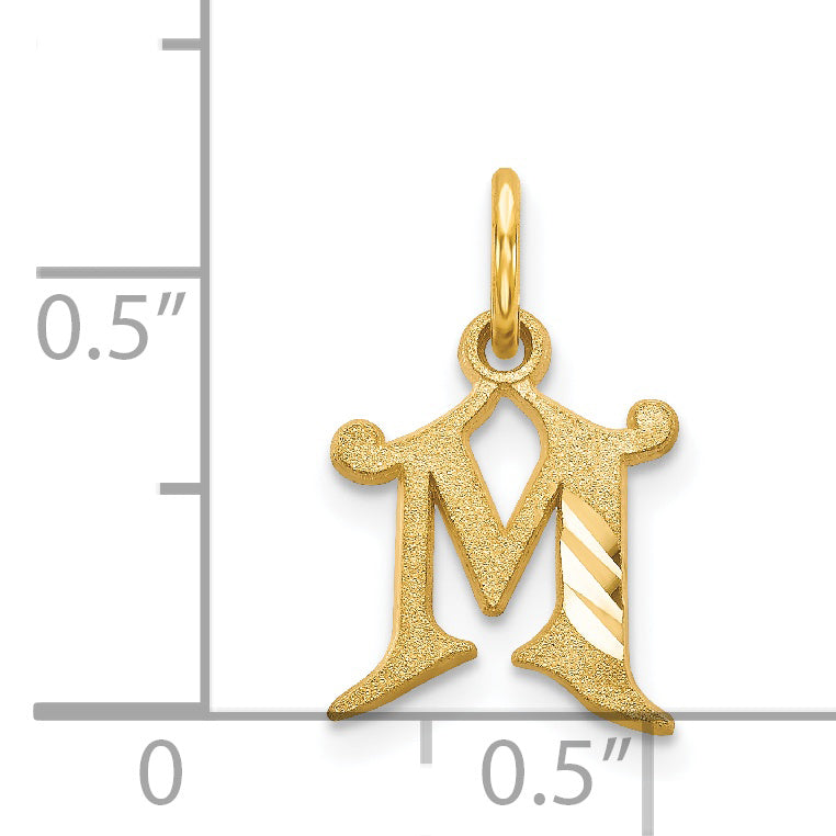 14K Yellow Gold Letter M Initial Charm