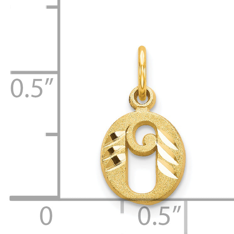14K Yellow Gold Letter O Initial Charm