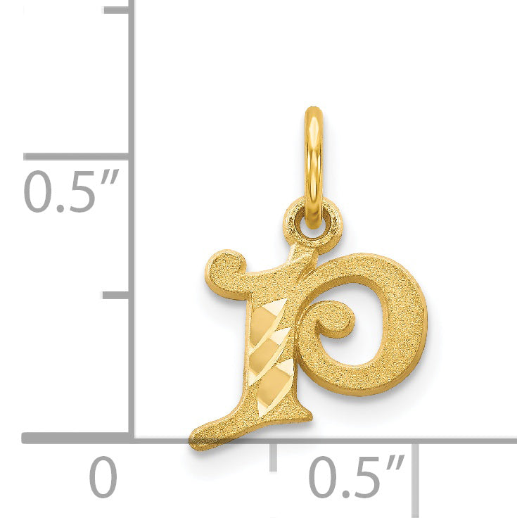 14K Yellow Gold Letter P Initial Charm