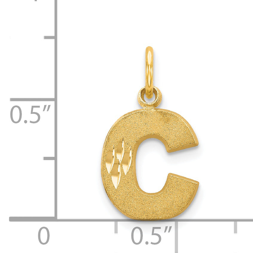 14K Yellow Gold Letter C Initial Charm