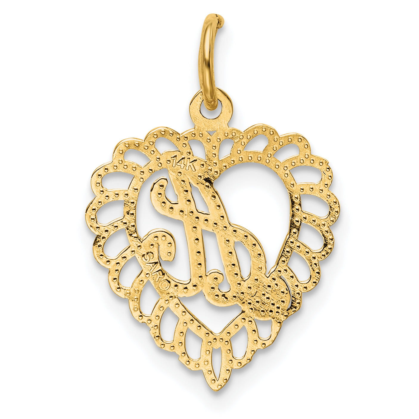 14K Yellow Gold Heart Letter A Charm