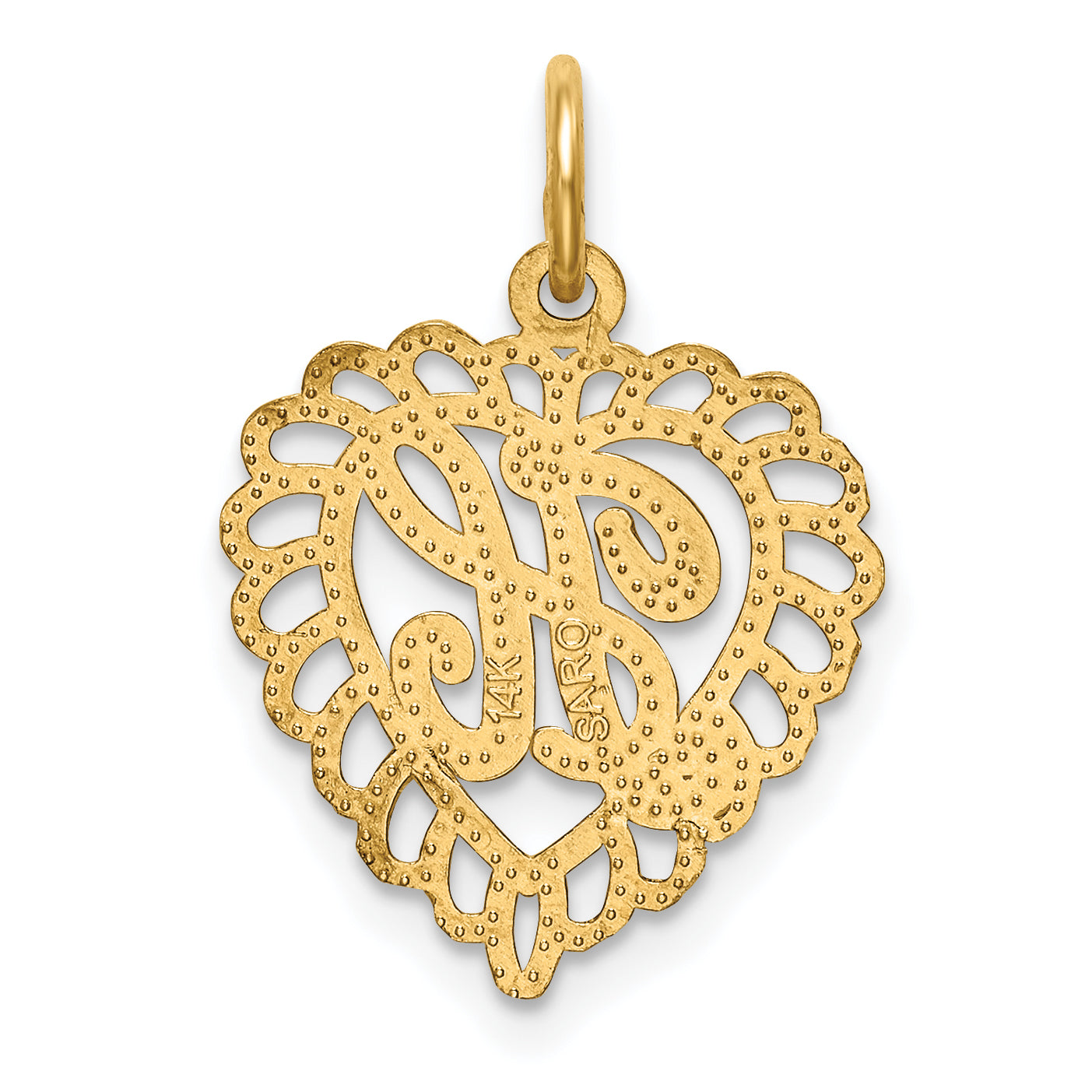 14K Yellow Gold Heart Letter H Charm