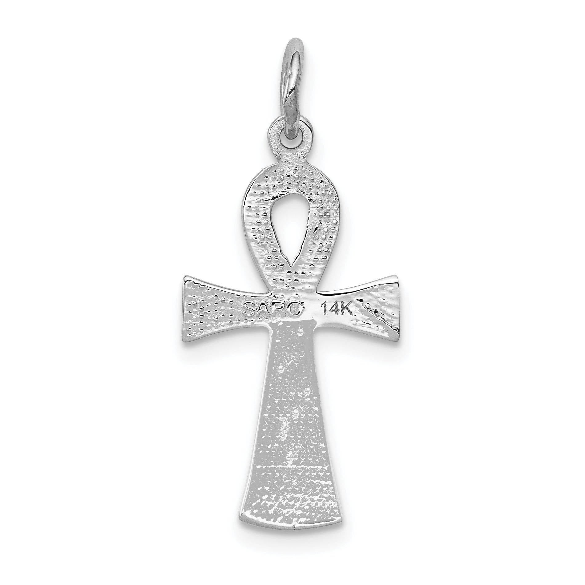 14K White Gold Ankh Cross Pendant