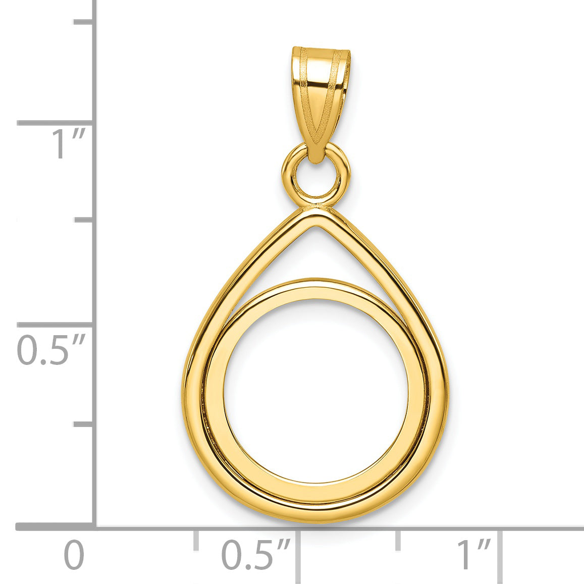 14K Yellow Gold Wideband Distinguished Coin Jewelry Polished Lightweight Teardrop 14.0mm Prong Bezel Pendant