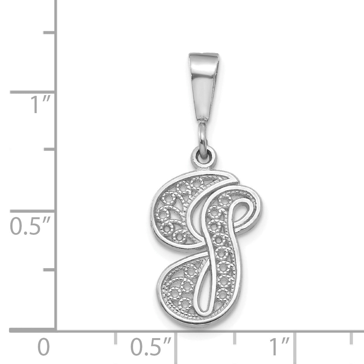 10K White Gold 10Kw Filigree Initial G Pendant