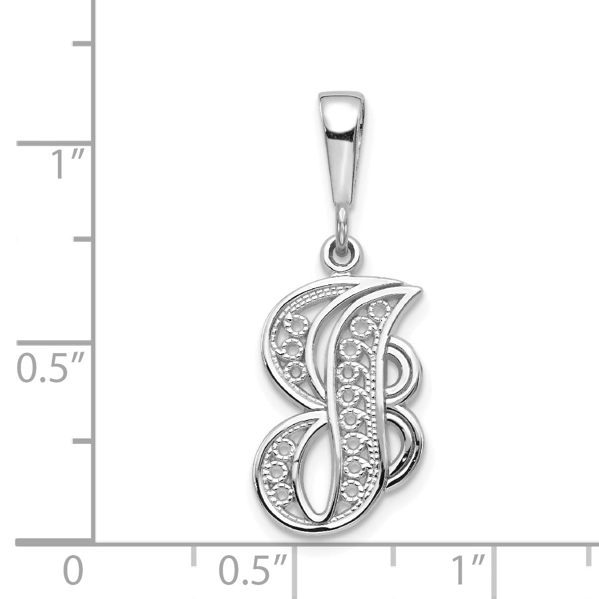 10K White Gold 10Kw Filigree Initial J Pendant