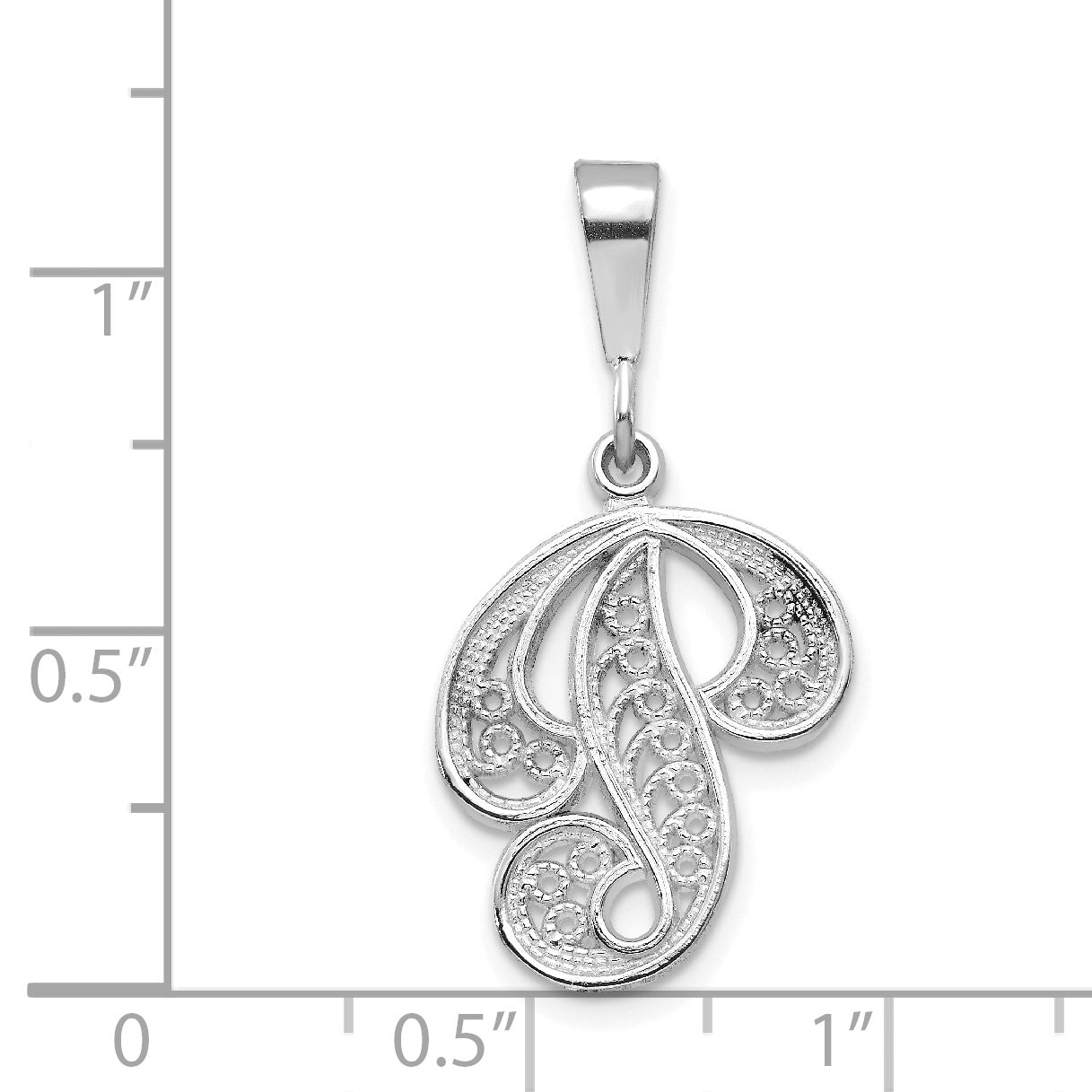 10K White Gold 10Kw Filigree Initial P Pendant