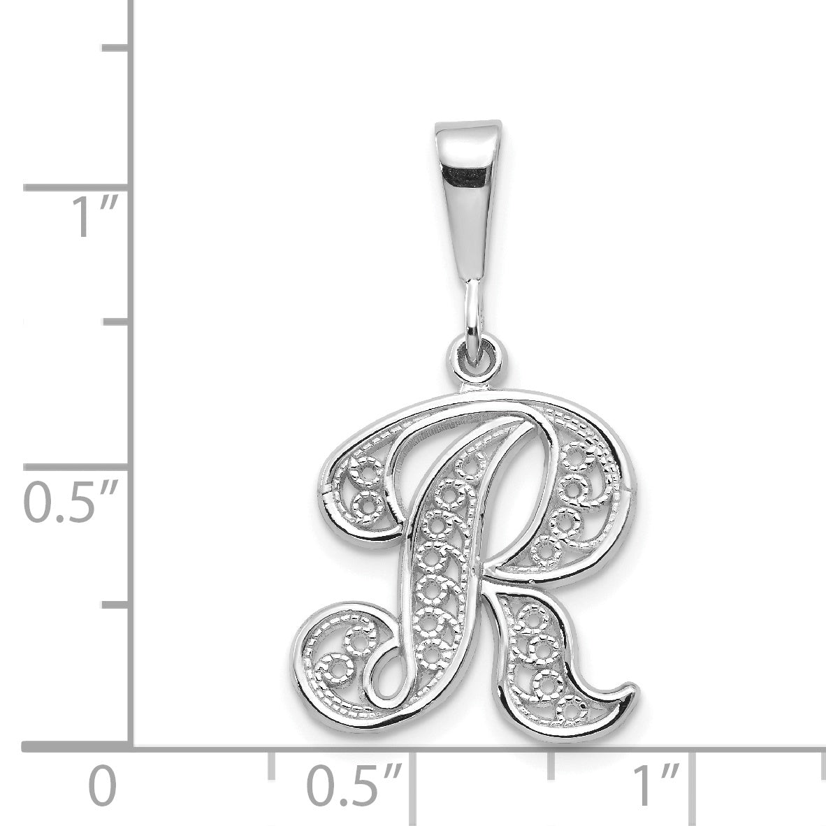 10K White Gold 10Kw Filigree Initial R Pendant
