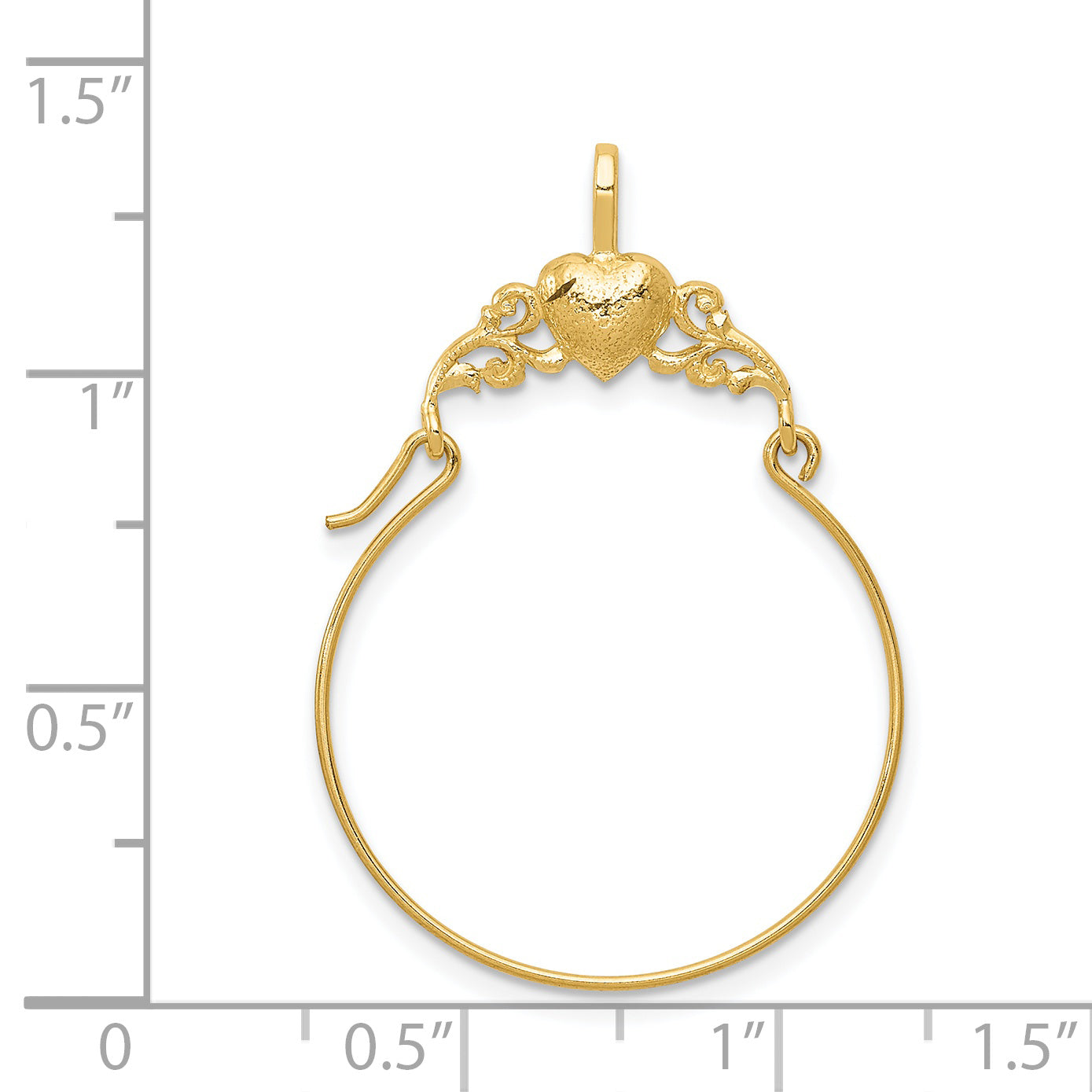 14K Yellow Gold Polished Heart Charm Holder