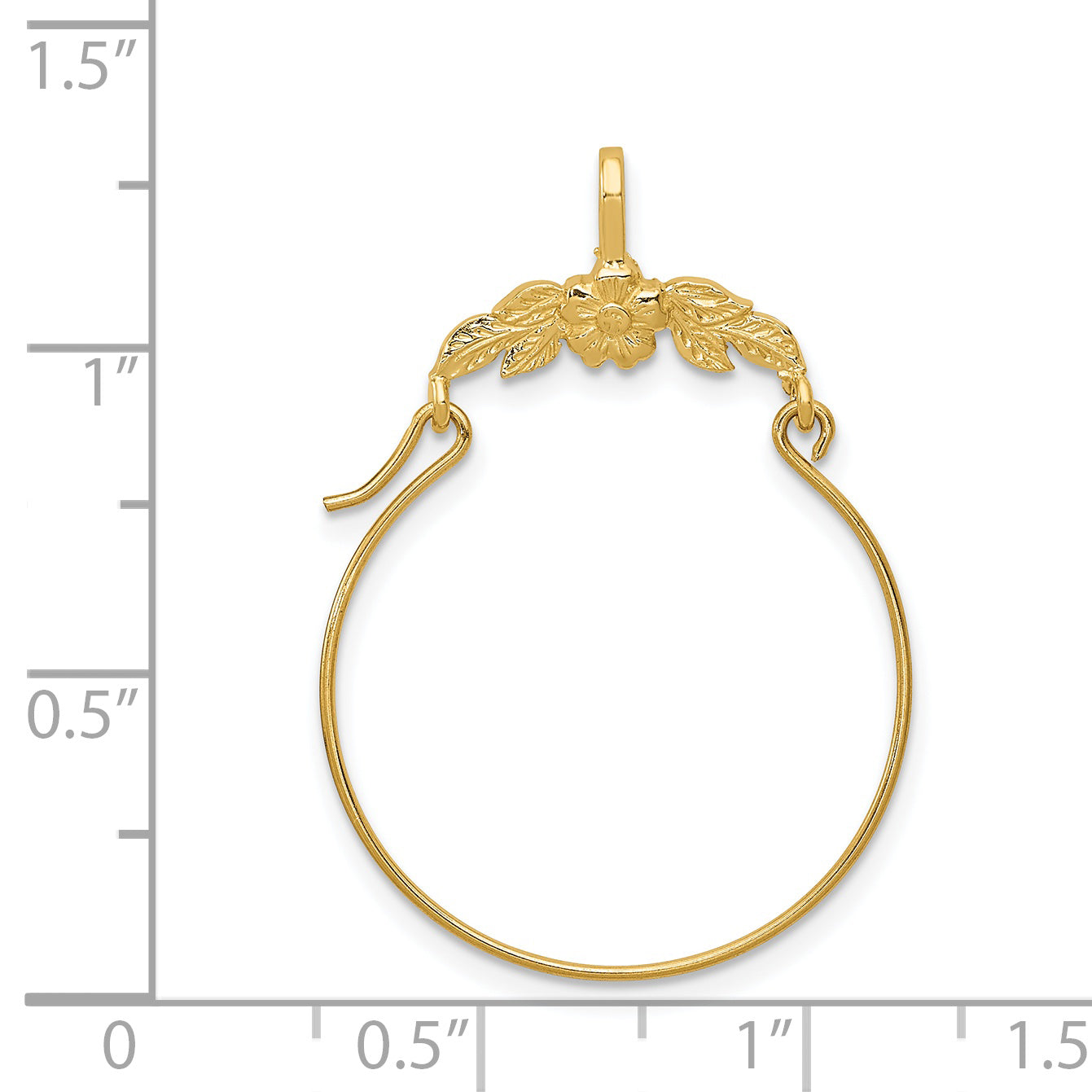14K Yellow Gold Polished Floral Charm Holder