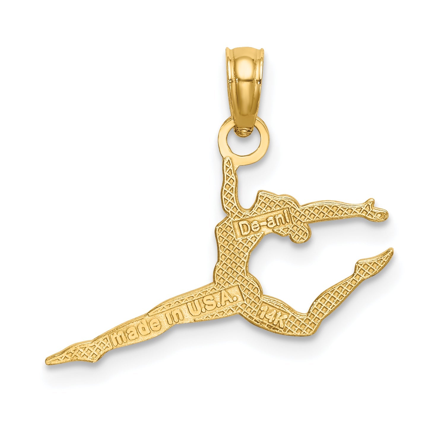 14K Yellow Gold Solid Polished Gymnast Charm