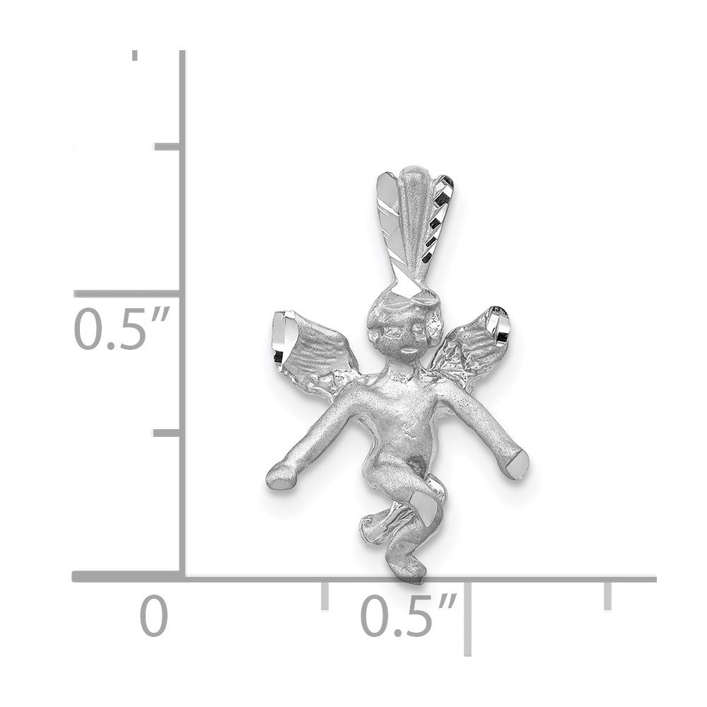 14K White Gold 3D Satin Angel Pendant