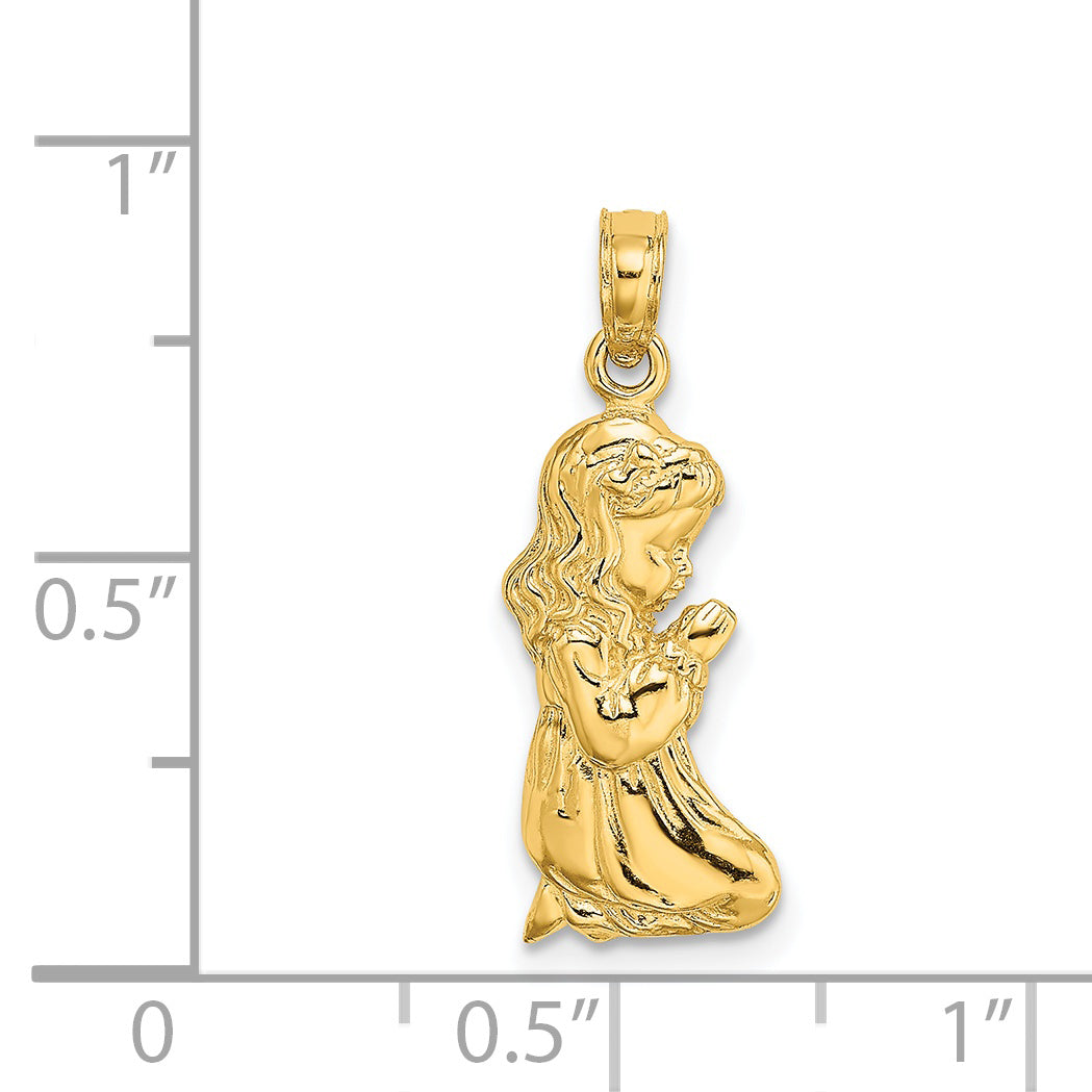 14K Yellow Gold Praying Girl Charm