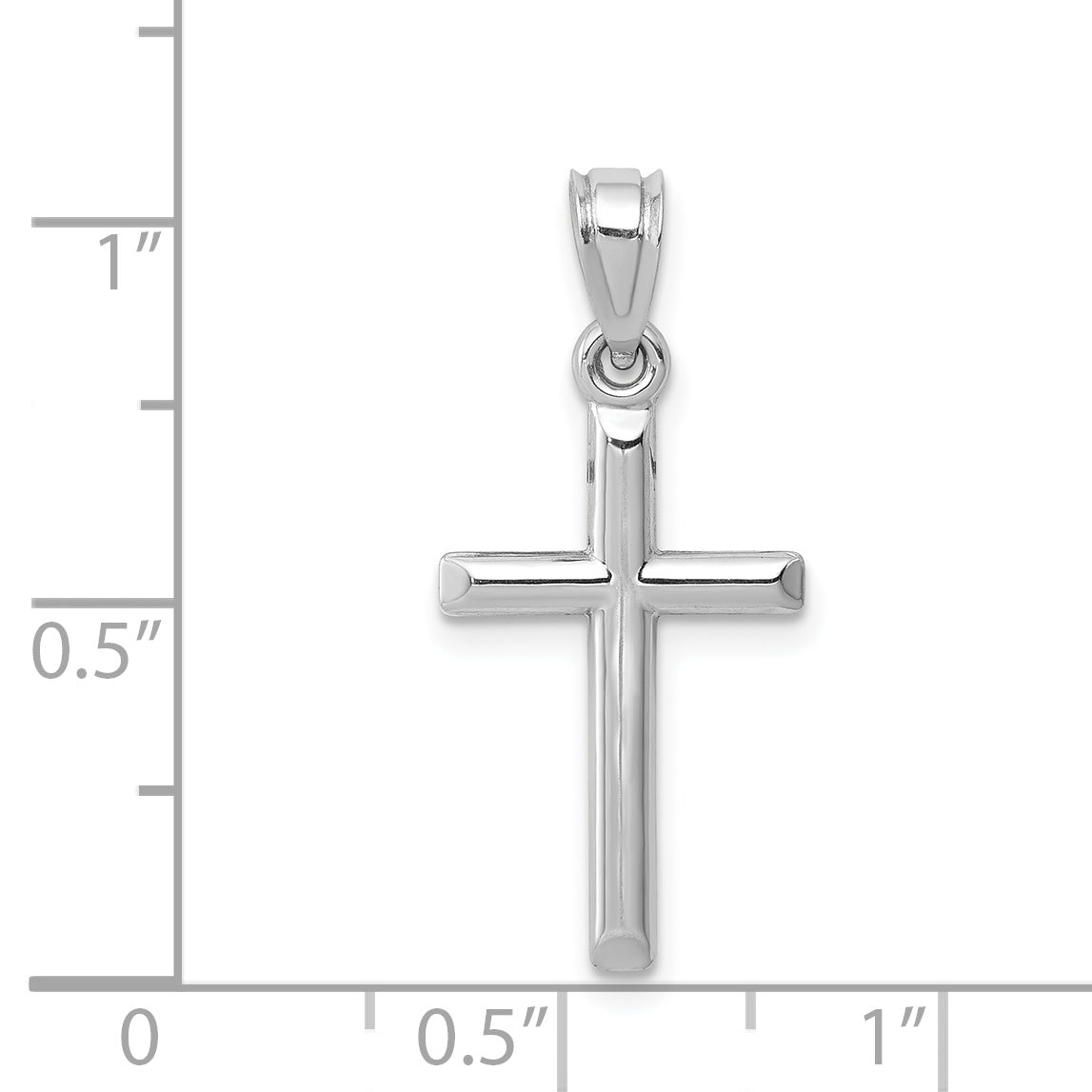 14K White Gold Hollow Cross Pendant