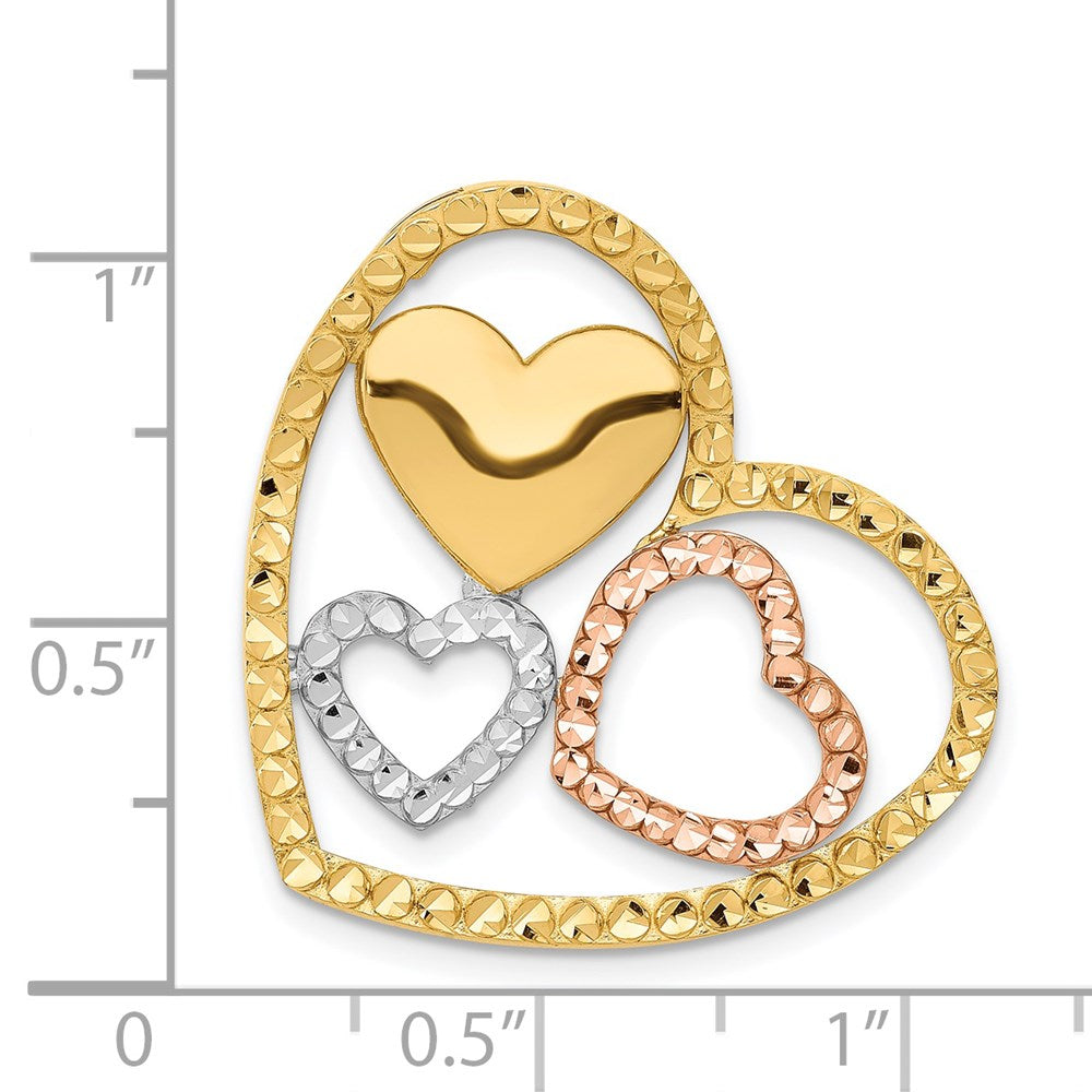 14K Two-Tone Yellow & Rose Gold W/Rhodium Heart Chain Slide