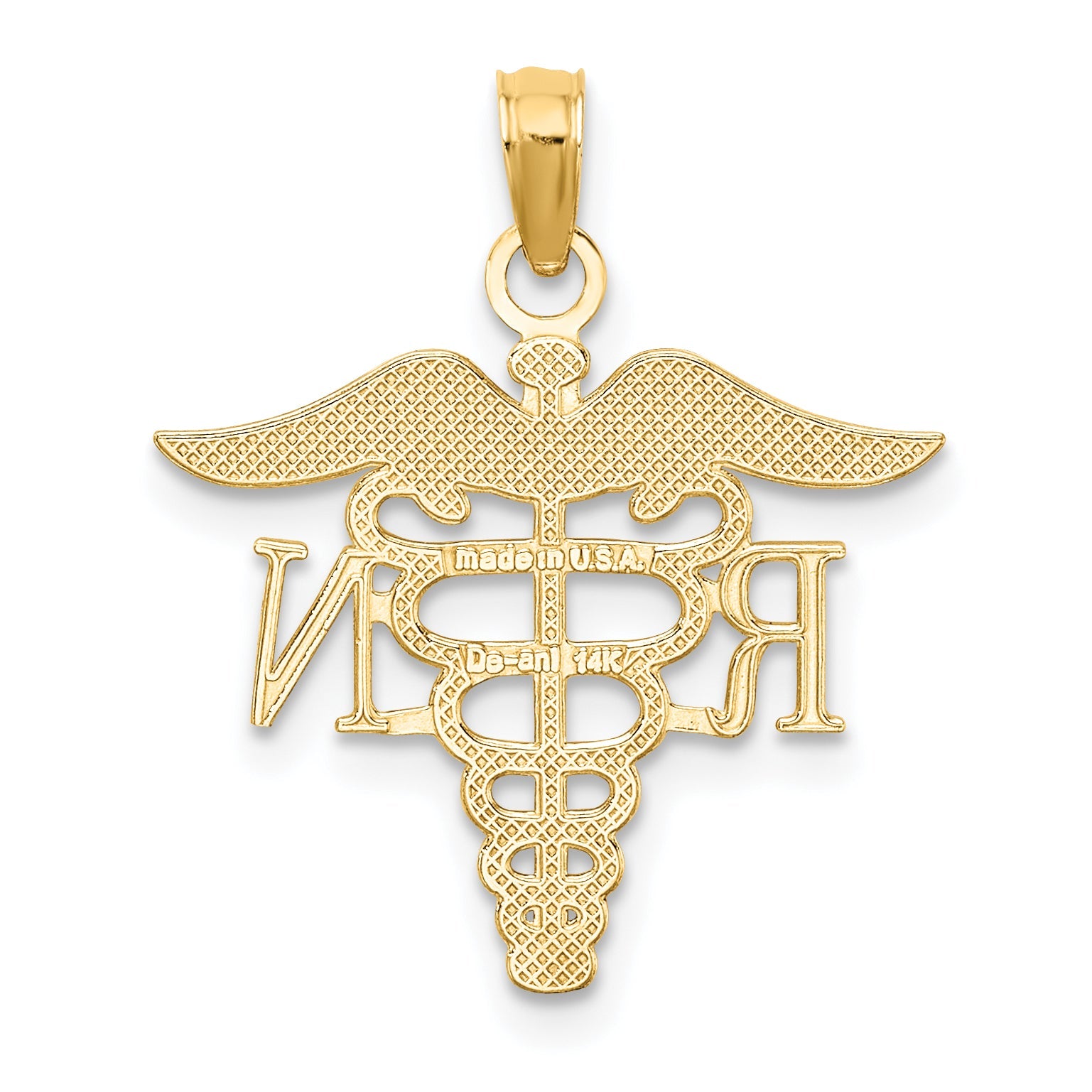 14K Yellow Gold Rn Caduceus Charm