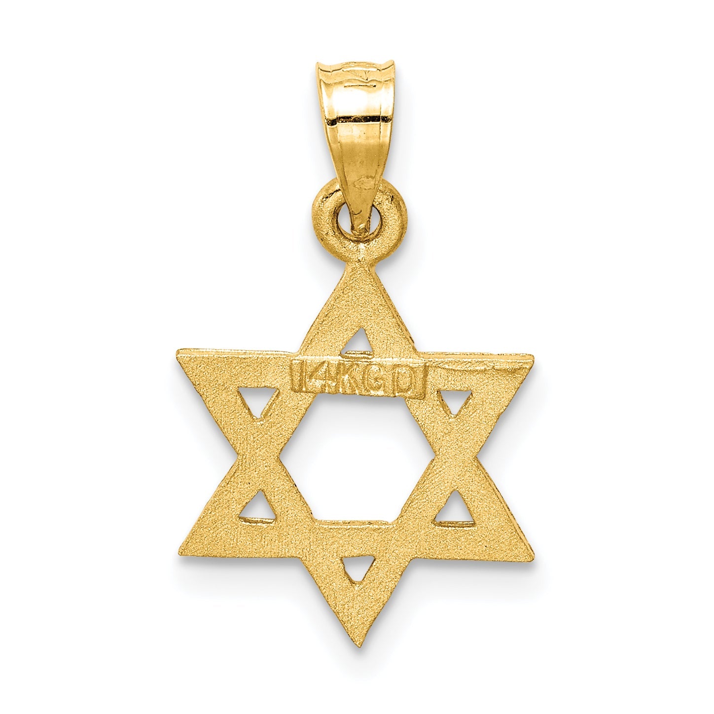 14K Yellow Gold Solid Satin Star Of David Charm
