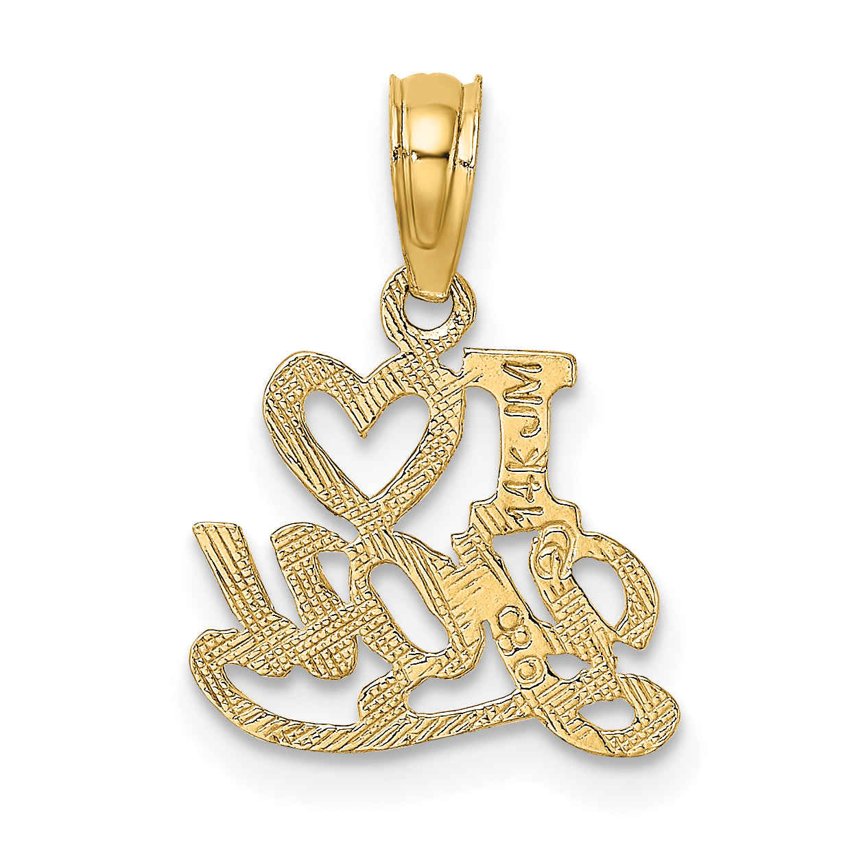 14K Yellow Gold Polished And Textured I Heart You Charm