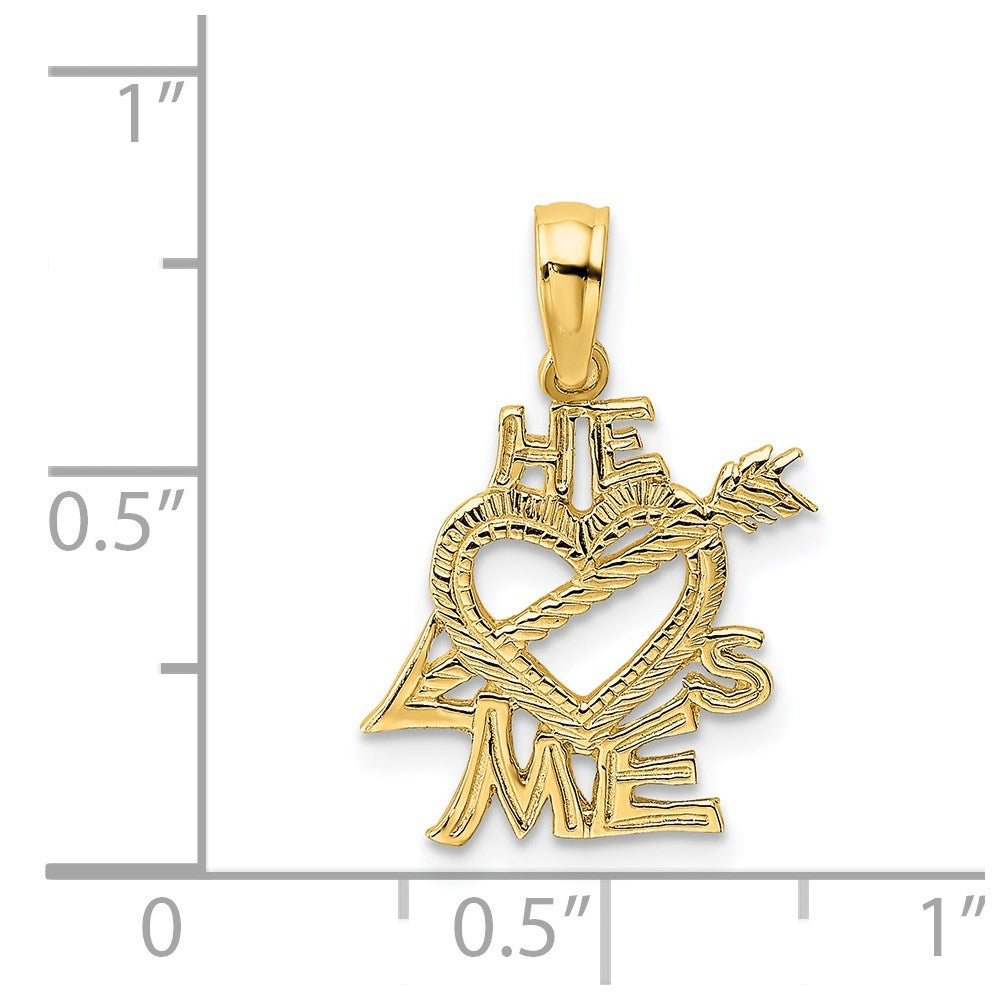 14K Yellow Gold He Loves Me Heart Charm