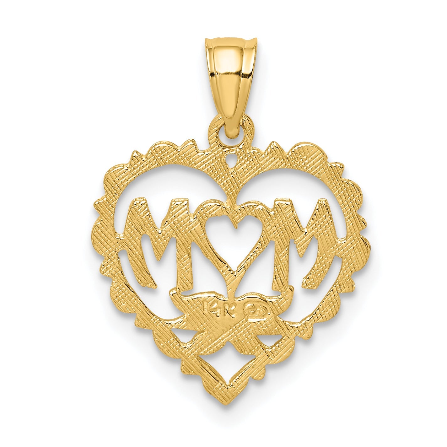 14K Yellow Gold Mom In Heart Charm