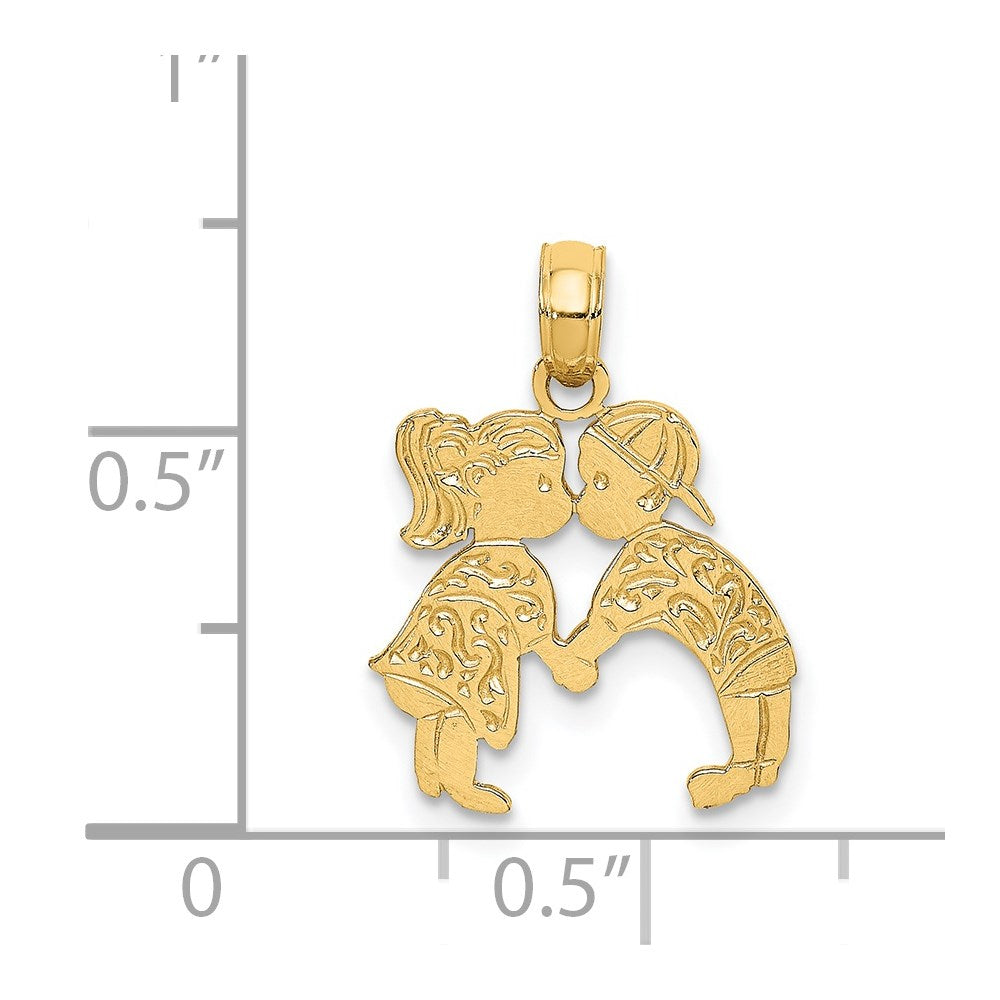 14K Yellow Gold Kissing Boy And Girl Charm
