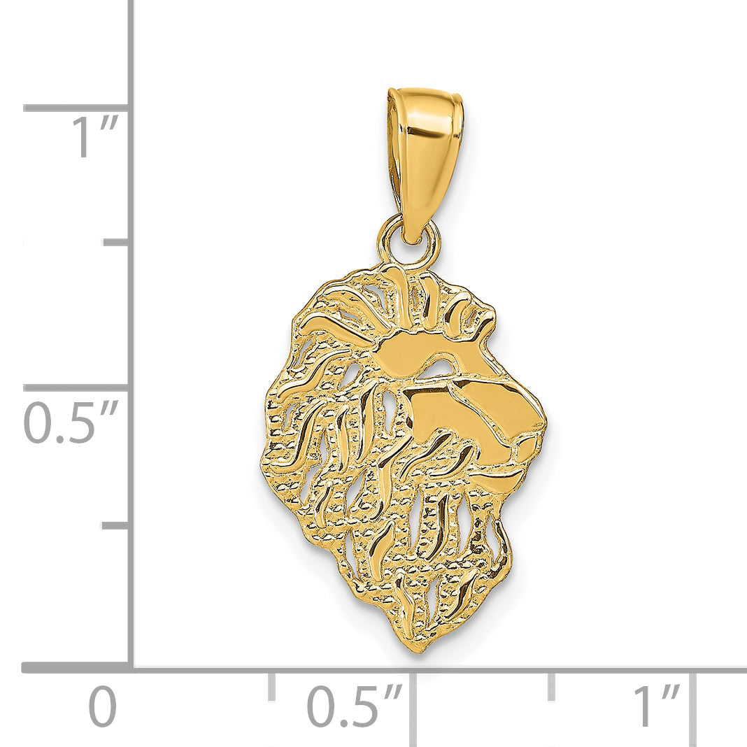 14K Yellow Gold Lion Head Pendant