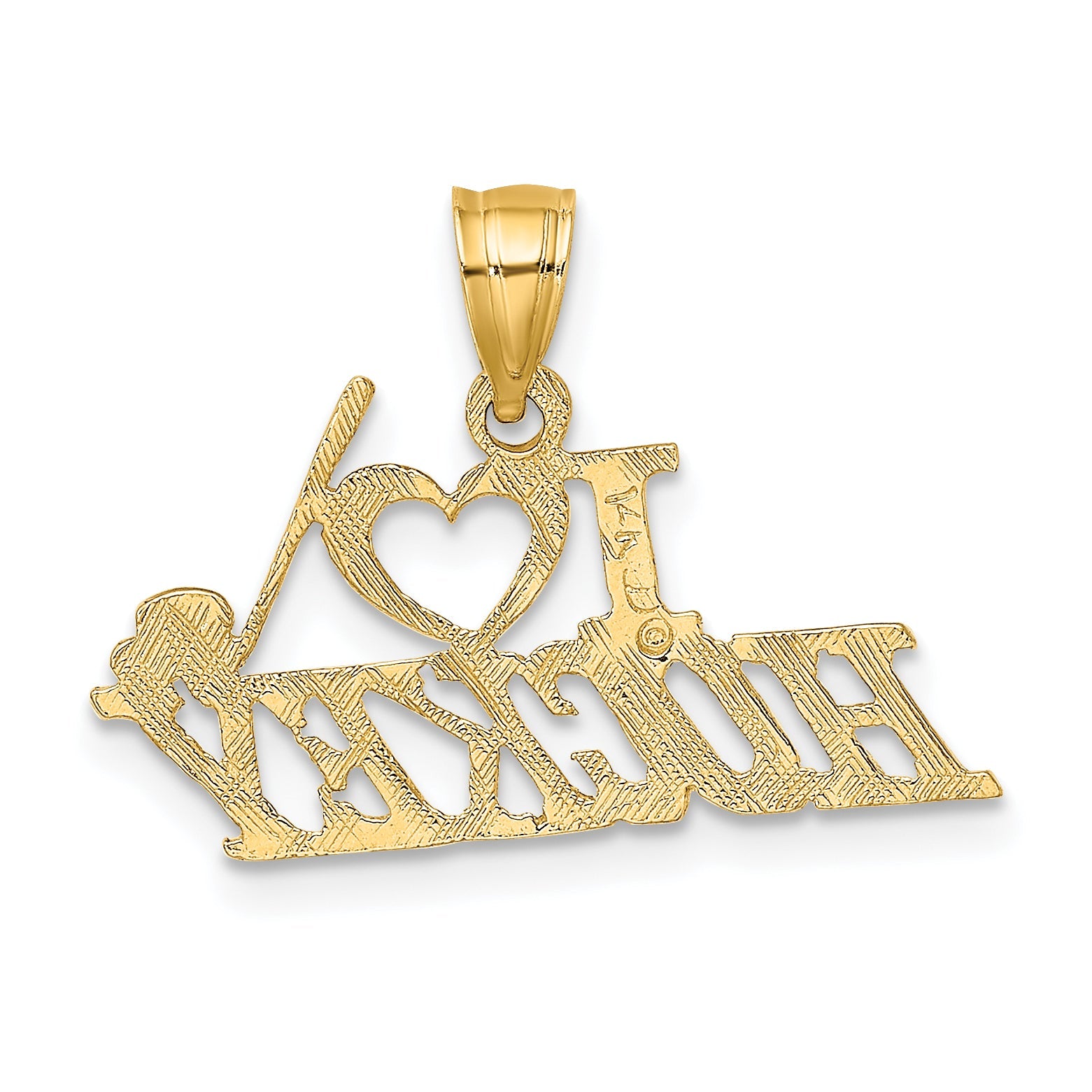14K Yellow Gold I Love Hockey Charm