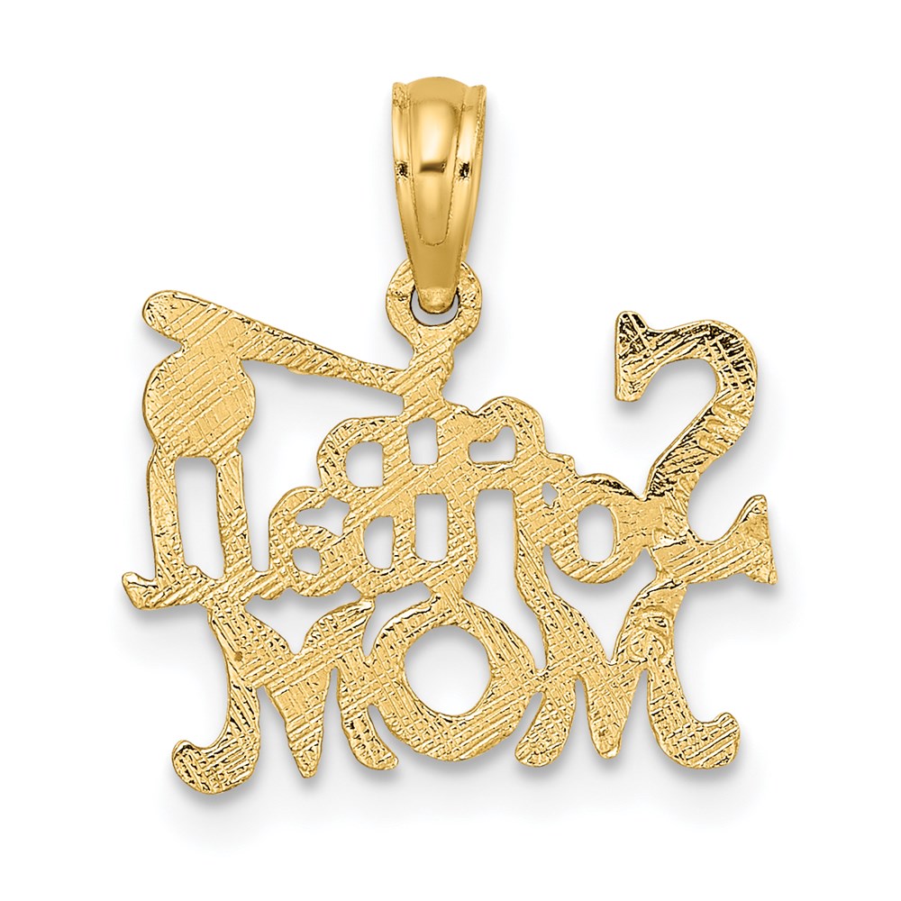 14K Yellow Gold Softball Mom W/ Bat And Ball Charm