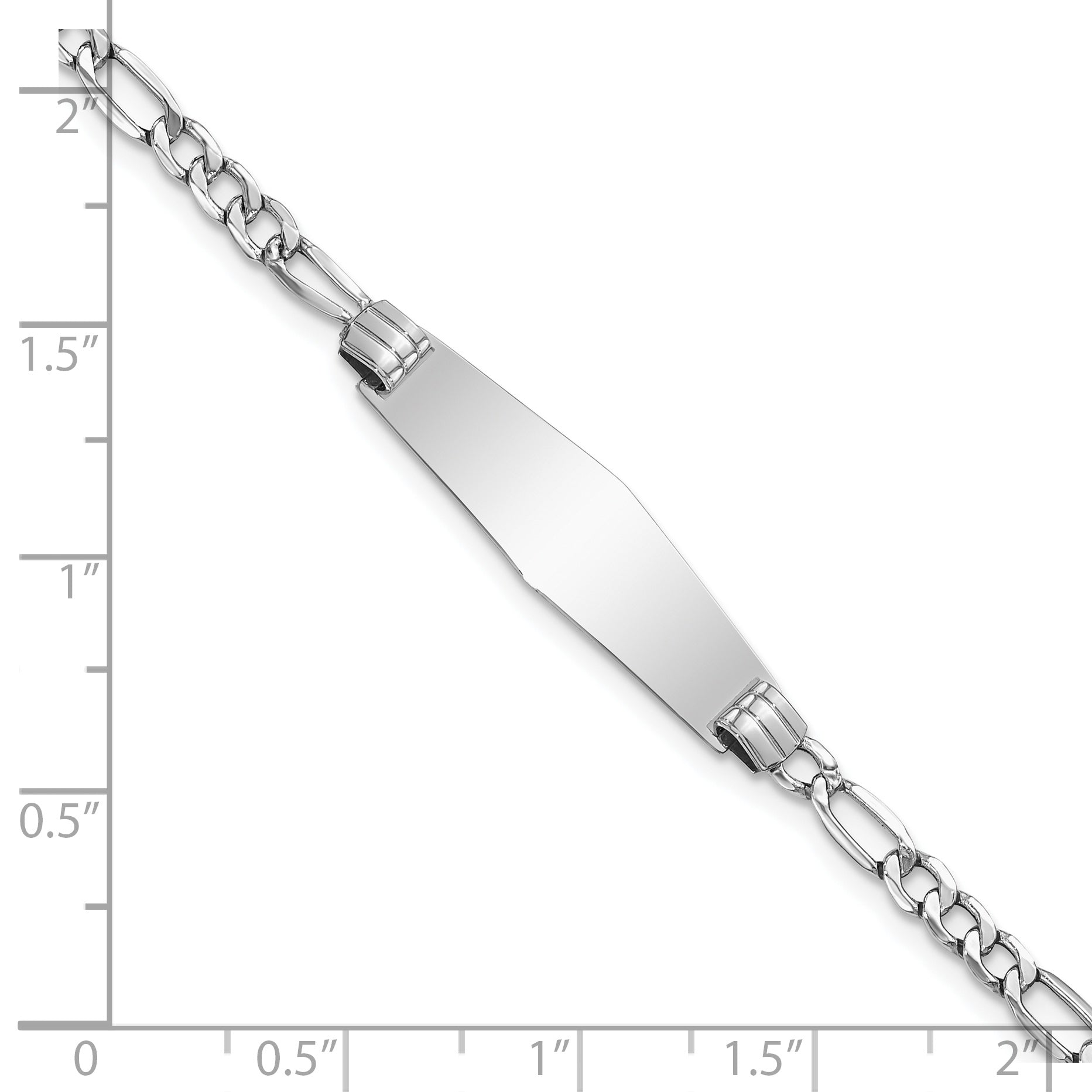7 Inch 14K Wg Semi-Solid Soft Diamond Shape Figaro Link Id Bracelet
