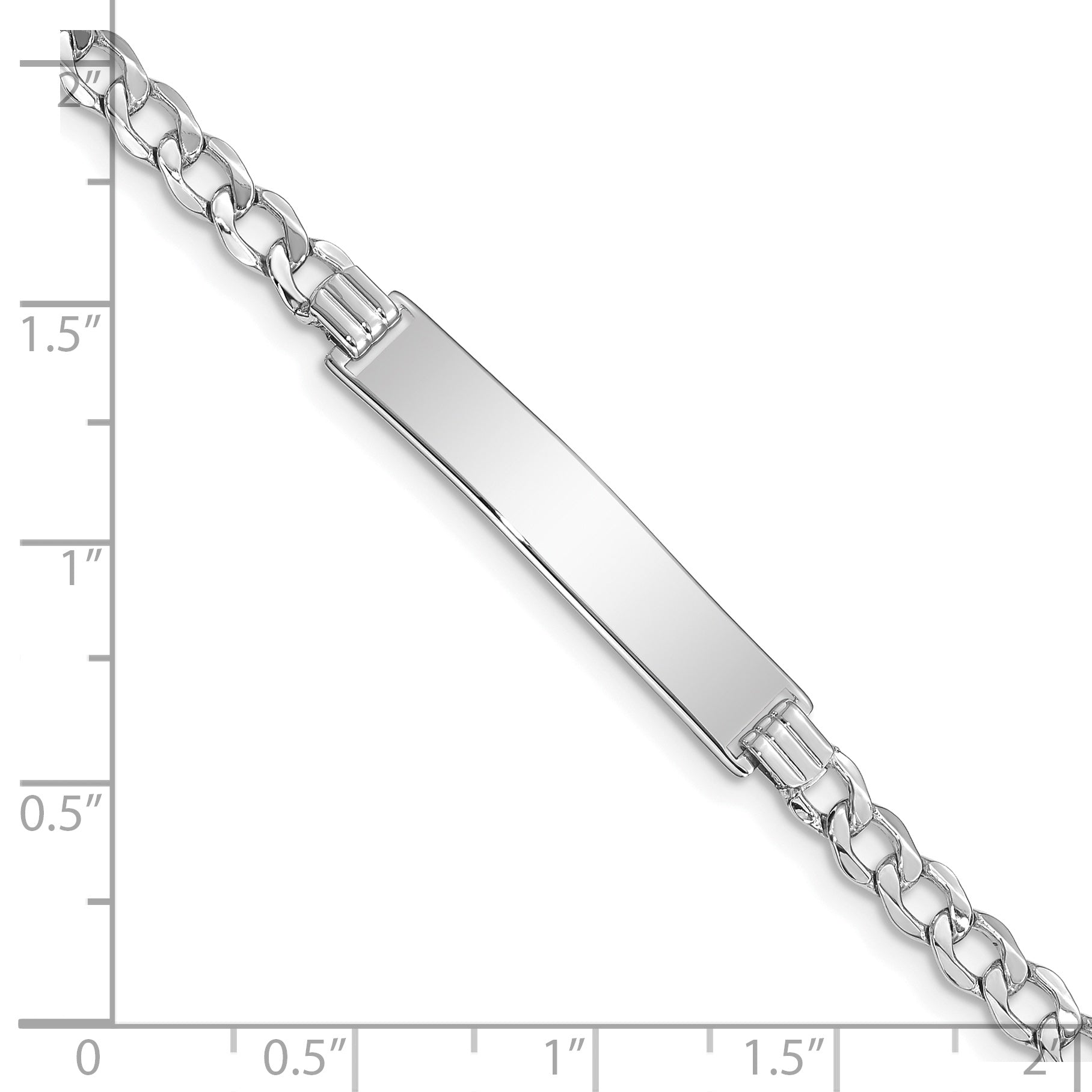 8 Inch 14K Wg Polished Semi-Solid Cuban Id Bracelet