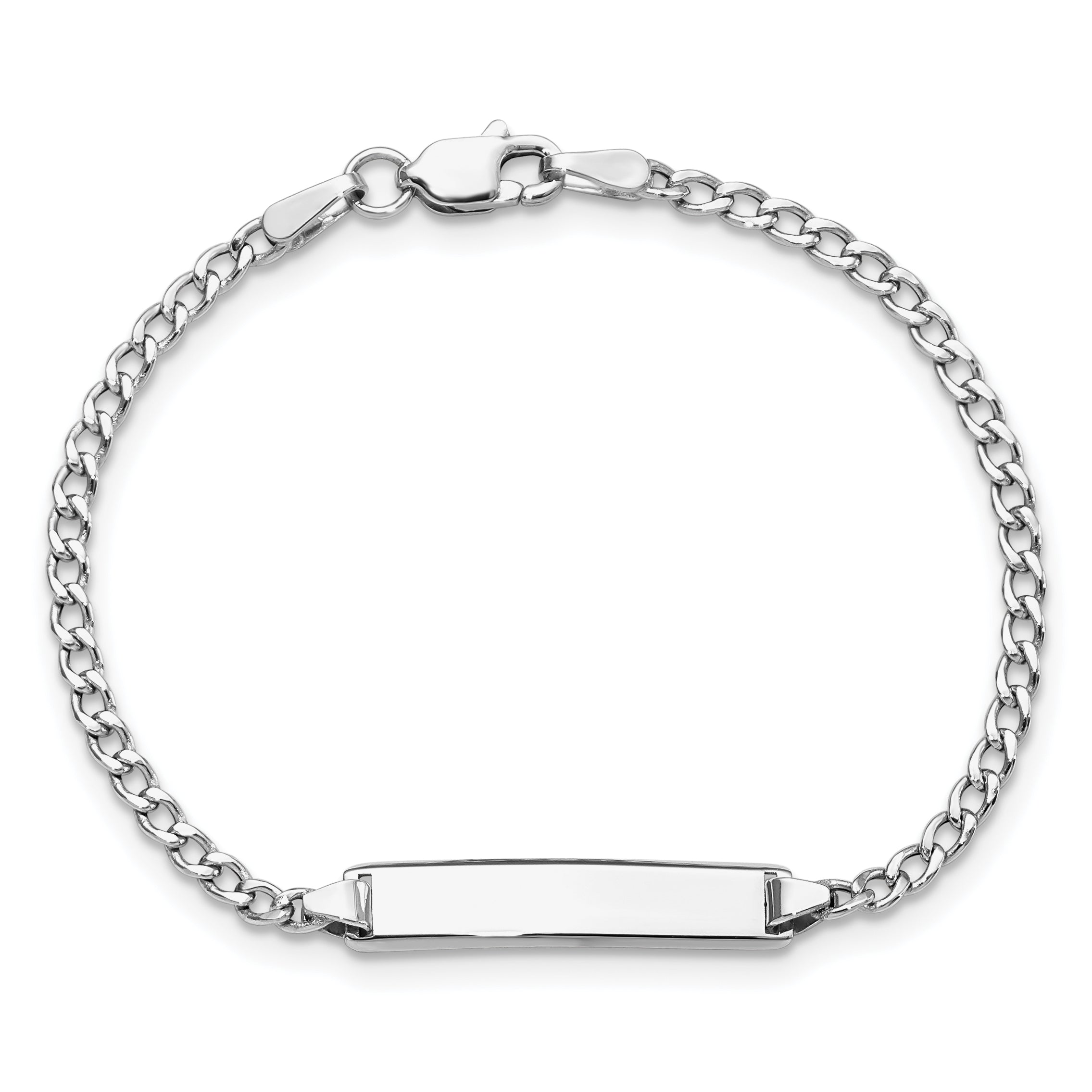 5.5 Inch 14K Wg Polished Semi-Solid Cuban Id Bracelet