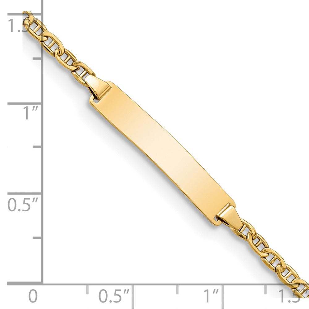 14K Yellow Gold Polished Semi Solid Chain/Solid Plate Anchor Link 23X4.5mm 7 Inch Id Bracelet