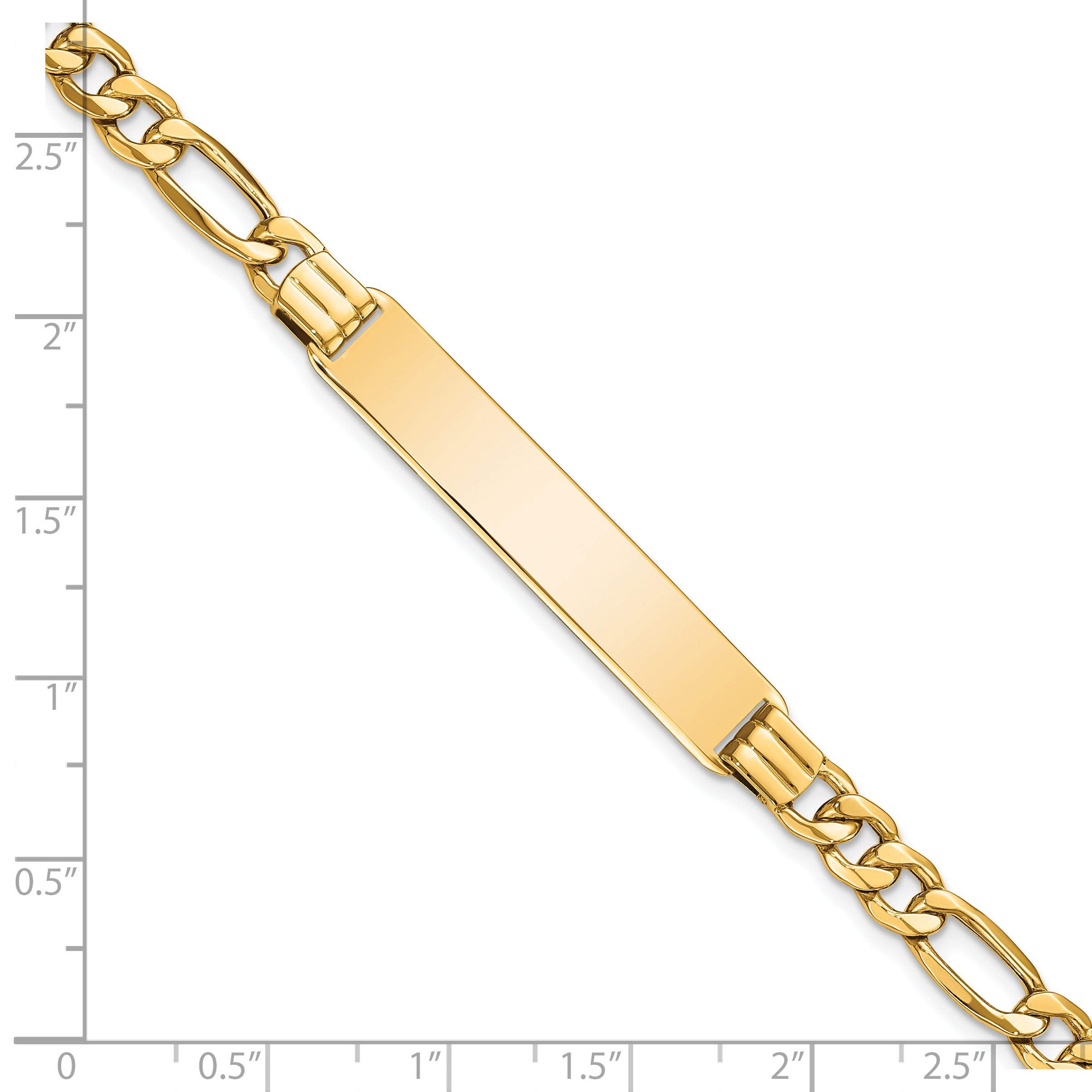 7 Inch 14K Semi-Solid Figaro Link Id Bracelet