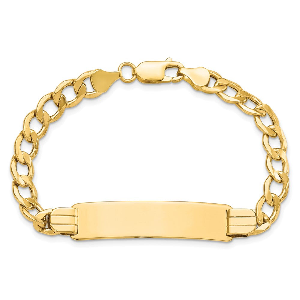 8 Inch 14K Semi-Solid Curb Link Id Bracelet