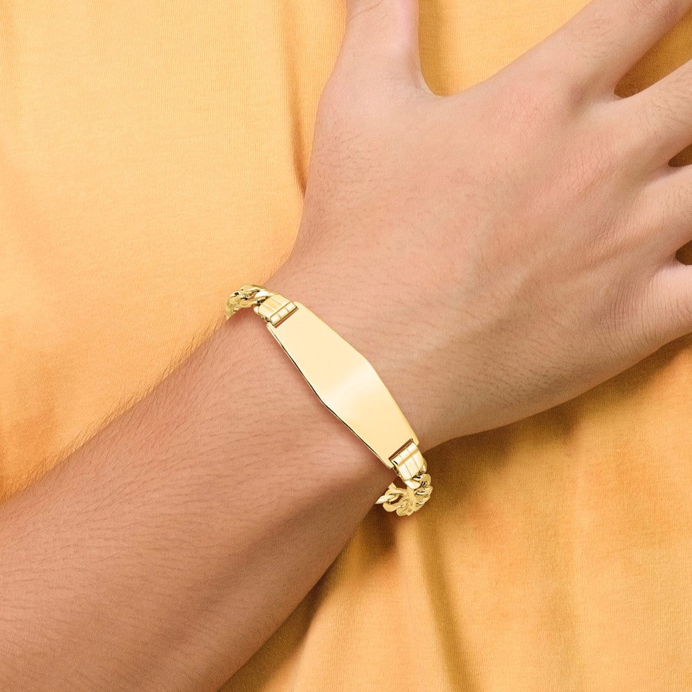 7 Inch 14K Semi-Solid Soft Diamond Shape Curb Link Id Bracelet