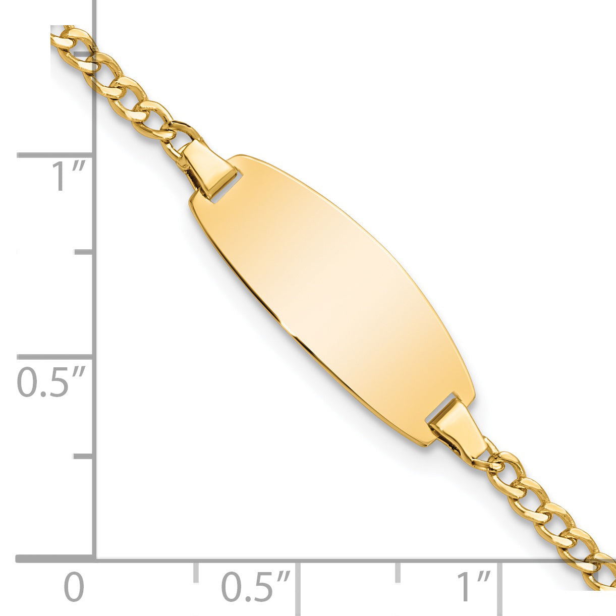 5.5 Inch 14K Semi-Solid Oval Curb Id Bracelet
