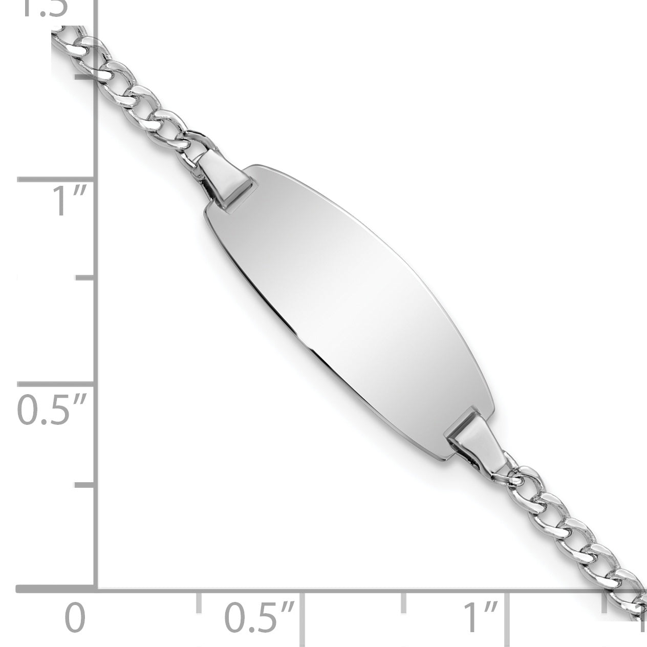 5.5 Inch 14K White Gold Semi-Solid Oval Curb Id Bracelet
