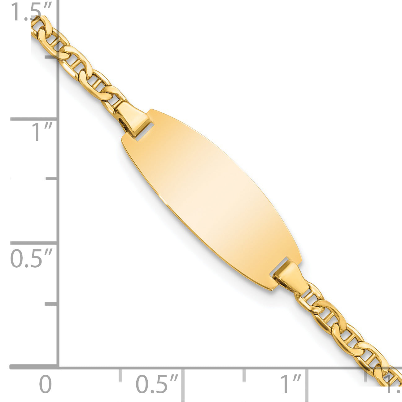 5.5 Inch 14K Semi-Solid Oval Anchor Id Bracelet