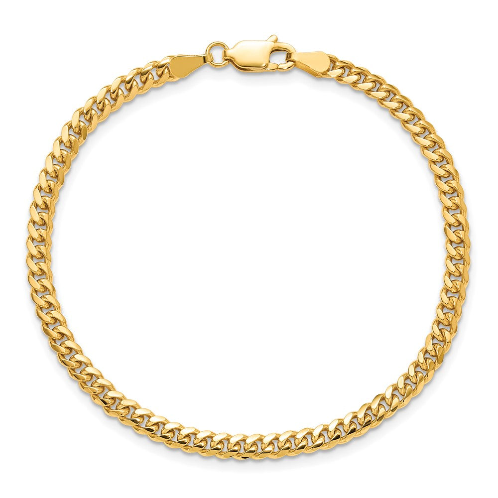 14K Yellow Gold 7 Inch 3.5mm Solid Miami Cuban Link With Lobster Clasp Bracelet