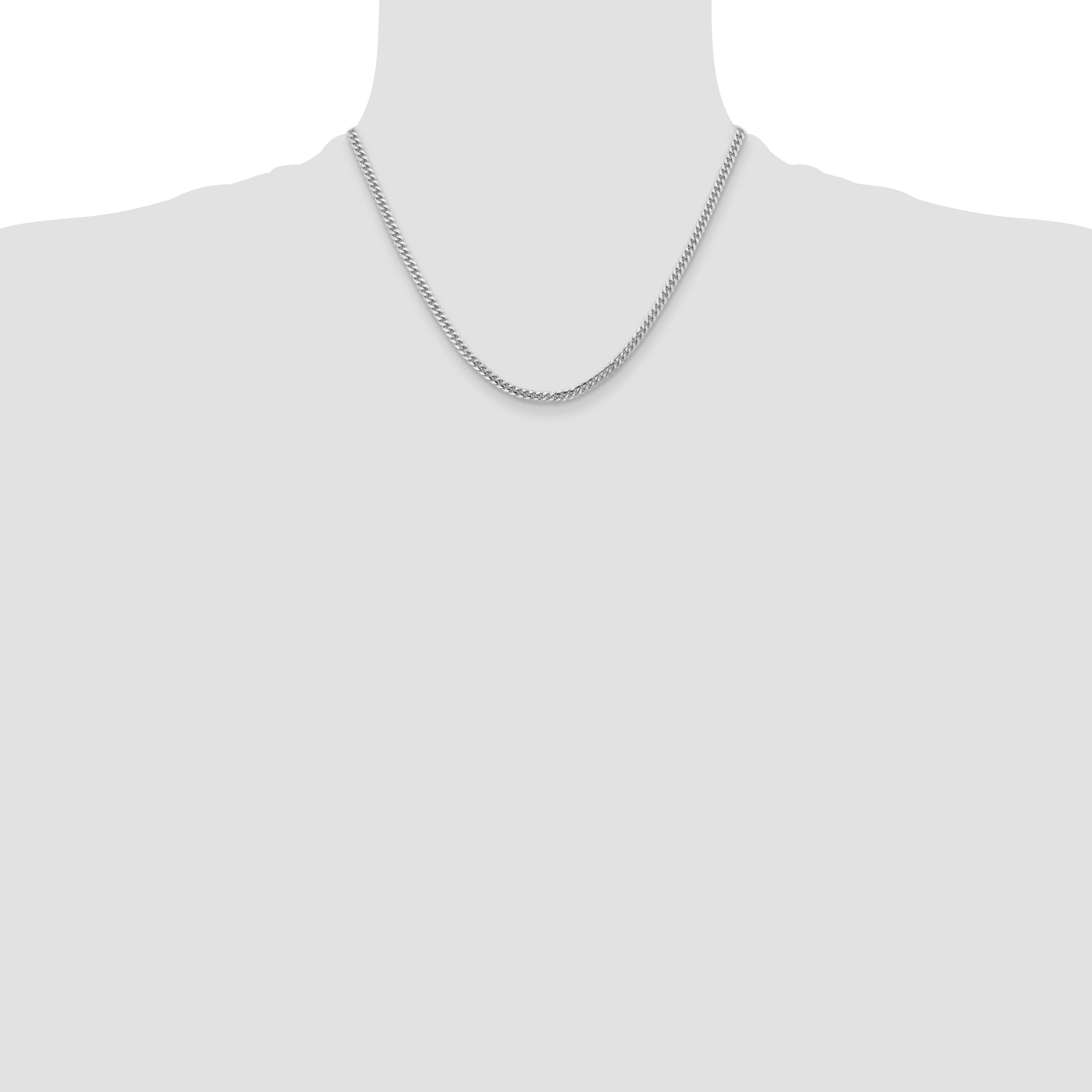 18 Inch 14K White Gold Wg 3.5mm Solid Miami Cuban Chain Necklace