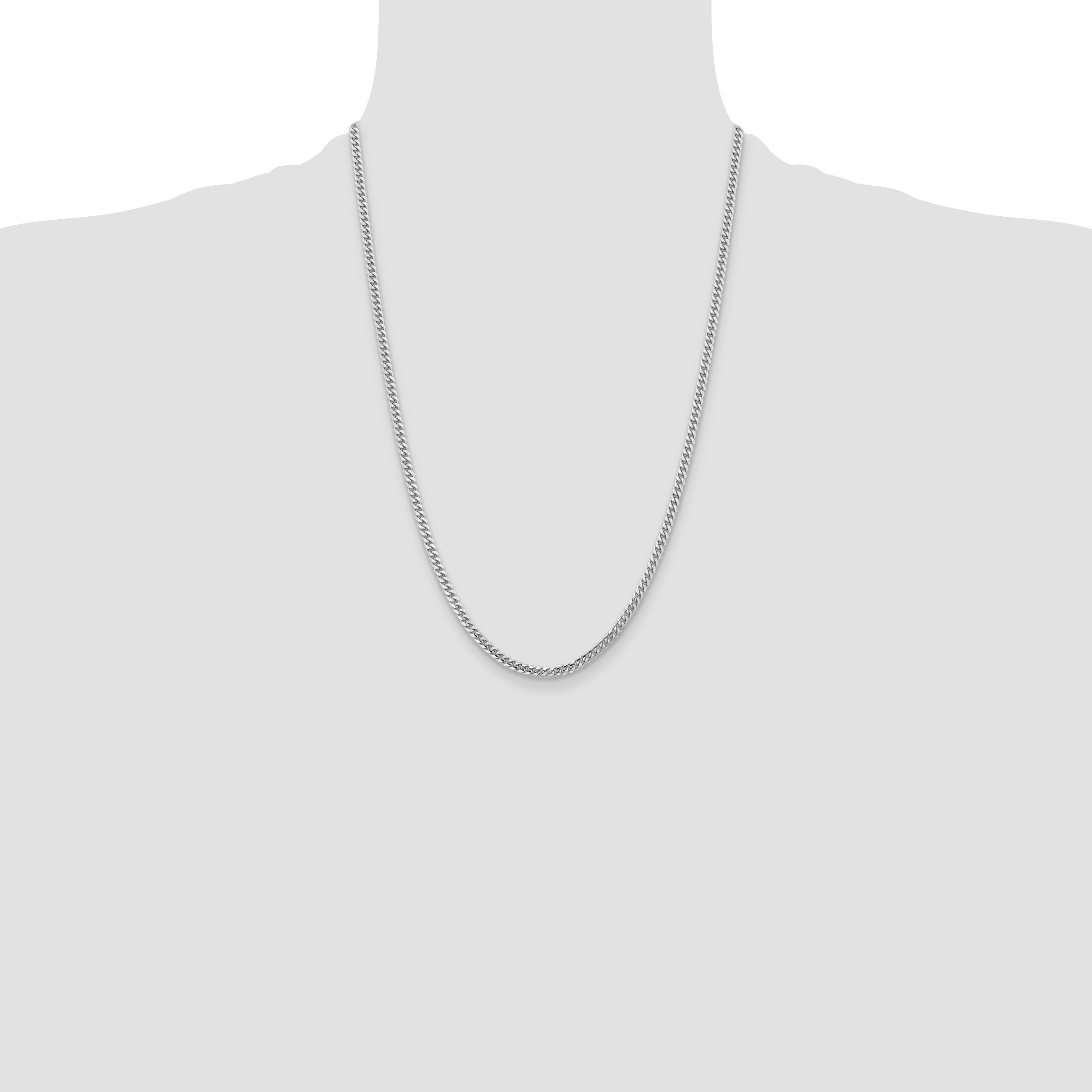 24 Inch 14K White Gold Wg 3.5mm Solid Miami Cuban Chain Necklace