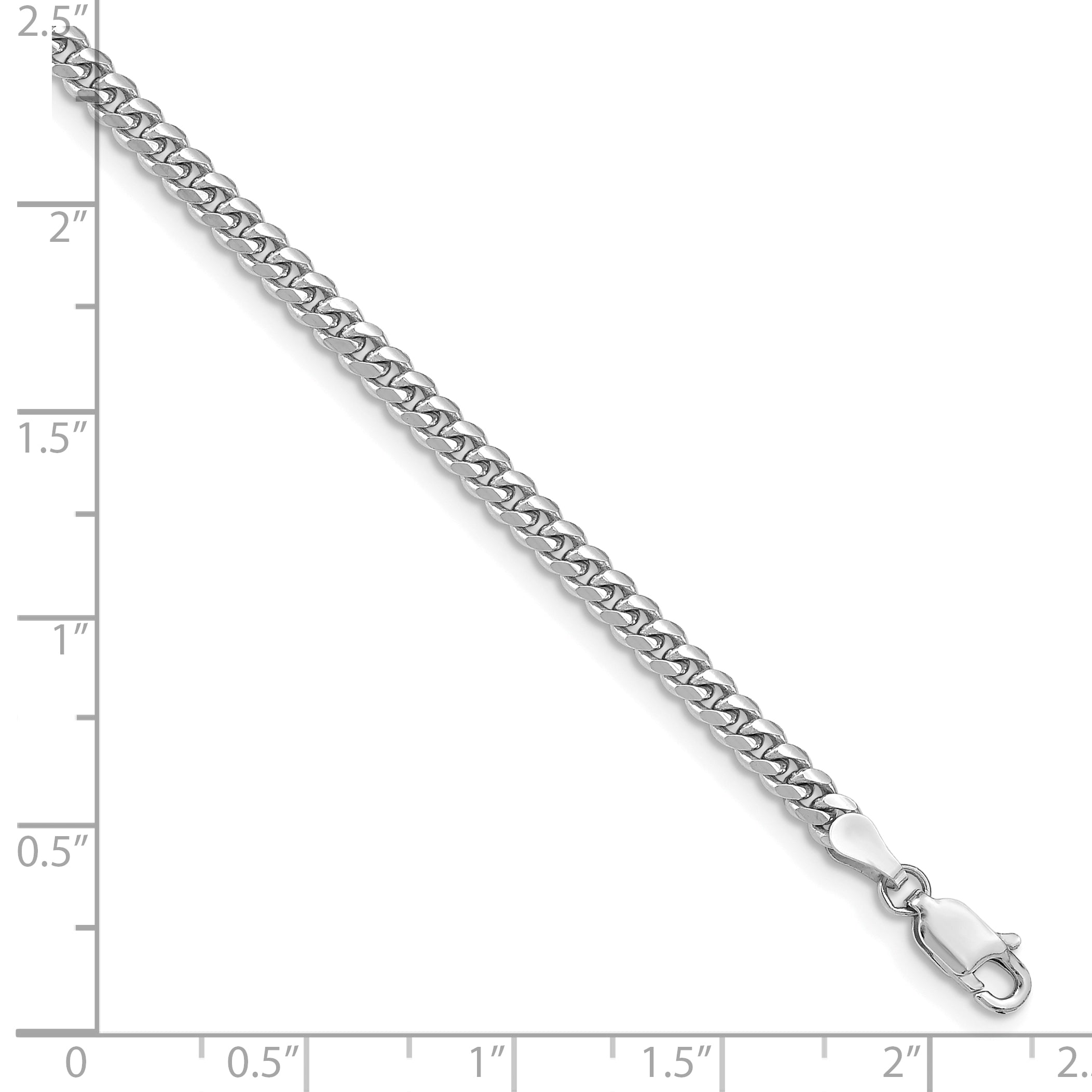 8 Inch 14K White Gold Wg 3.5mm Solid Miami Cuban Chain Bracelet