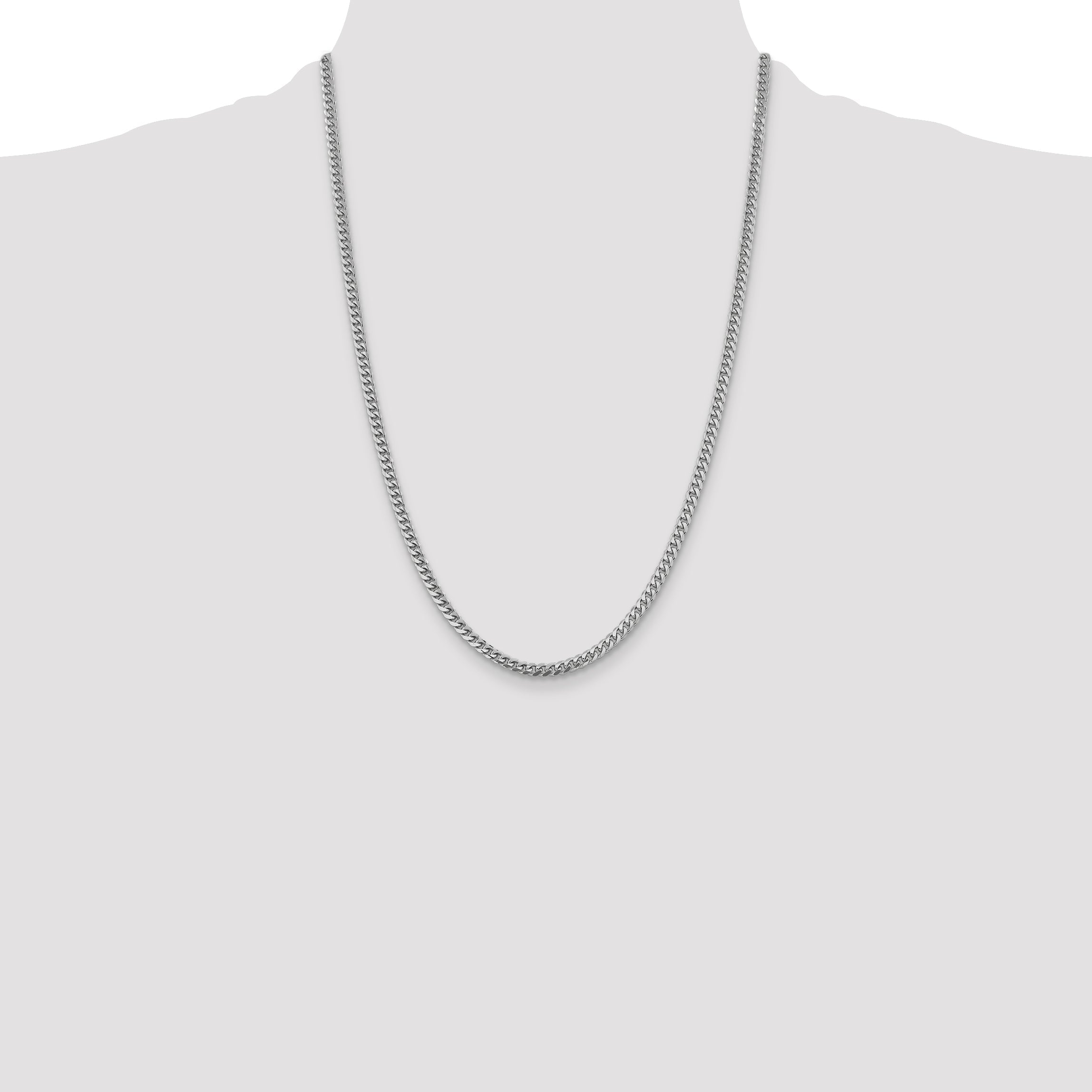 24 Inch 14K White Gold Wg 4.25mm Solid Miami Cuban Chain Necklace