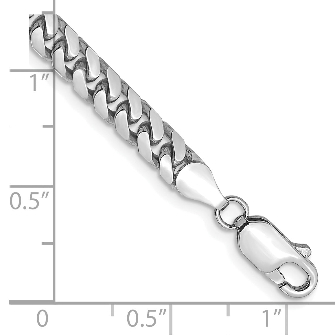 14K White Gold 8 Inch 4.3mm Solid Miami Cuban Link With Lobster Clasp Bracelet